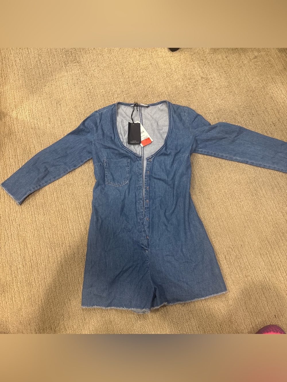 Zara Light Blue Denim Top with Tag Detail